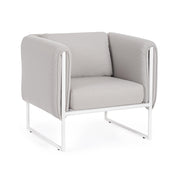 Kortárs stílusú, fehér-bézs színű, kerti design fotel