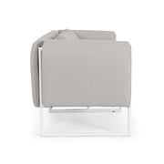 Kortárs stílusú, fehér és bézs színű, alumíniumvázas, 3 személyes kerti design kanapé.