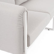 Kortárs stílusú, fehér és bézs színű, alumíniumvázas, 3 személyes kerti design kanapé