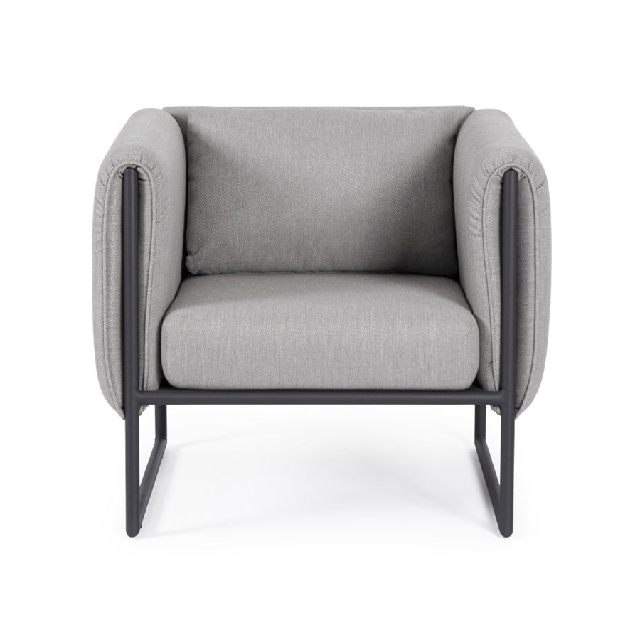 Kortárs stílusú, fekete-világosszürke színű, kerti design fotel