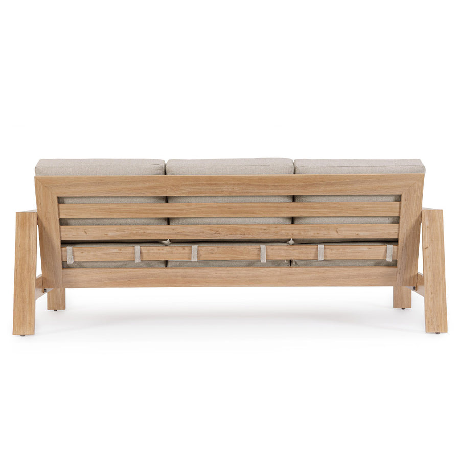 A kortárs stílusú, fa hatású ülőgarnitúra háromszemélyes kanapé tagja.