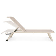 2 darab kortárs, dönthető, bézs színű, alumíniumból kerti napozóágy textilén felülettel