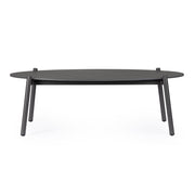 Miravet kültéri dohányzóasztal fekete szinterezett kő asztallappal front nézetből