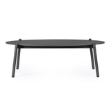 Miravet kültéri dohányzóasztal fekete szinterezett kő asztallappal front nézetből