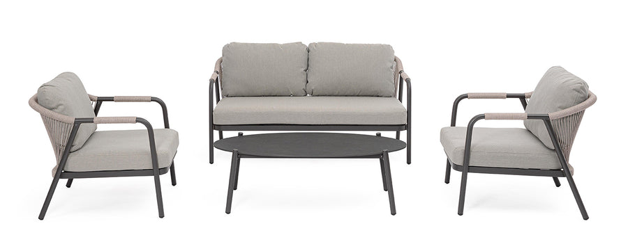 Miravet 4 részes kültéri ülőgarnitúra kanapéval és fotelekkel modern teraszbútor