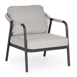 Miravet kültéri fotel fekete-szürke színű alumínium vázzal és olefin párnával perspektivikus nézet