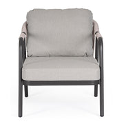 Miravet kültéri fotel fekete-szürke színű alumínium vázzal és olefin párnával előlnézet