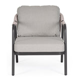 Miravet kültéri fotel fekete-szürke színű alumínium vázzal és olefin párnával előlnézet