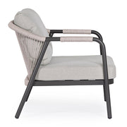 Miravet kültéri fotel fekete-szürke színű alumínium vázzal és olefin párnával oldalnézet