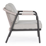 Miravet kültéri fotel fekete-szürke színű alumínium vázzal és olefin párnával oldalnézet