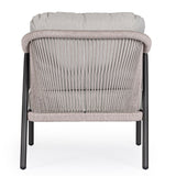 Miravet kültéri fotel fekete-szürke színű alumínium vázzal és olefin párnával hátoldali nézet