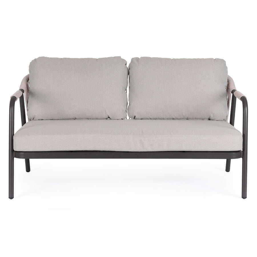 Miravet kétszemélyes kerti kanapé fekete-szürke színű alumínium szerkezettel 