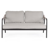 Miravet kétszemélyes kerti kanapé fekete-szürke színű alumínium szerkezettel 