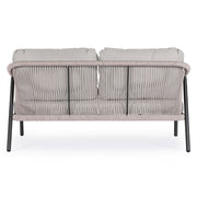 Miravet kétszemélyes kerti kanapé fekete-szürke színű alumínium szerkezettel hátoldali nézet