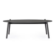 Miravet kültéri dohányzóasztal fekete szinterezett kő asztallappal front nézetből