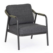 Miravet kültéri fotel fekete színű alumínium vázzal és olefin párnával perspektivikus nézet