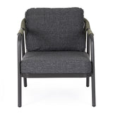 Miravet kültéri fotel fekete színű alumínium vázzal és olefin párnával előlnézet