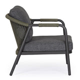 Miravet kültéri fotel fekete színű alumínium vázzal és olefin párnával oldalnézet