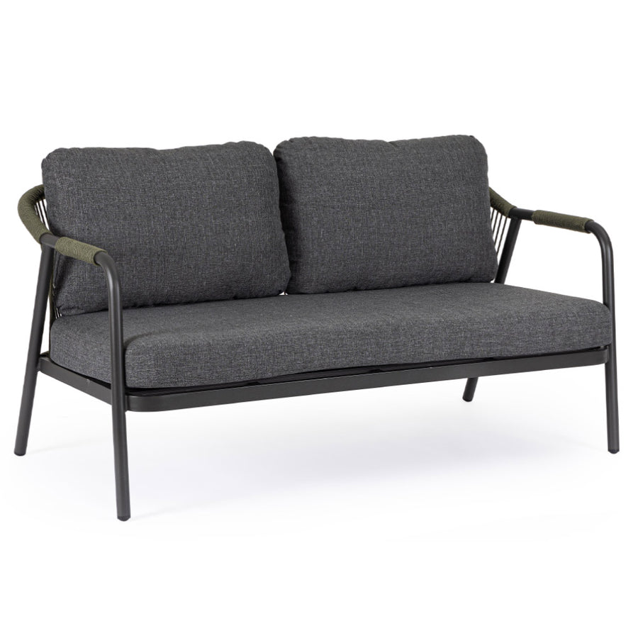 Miravet kétszemélyes kerti kanapé fekete színű alumínium szerkezettel