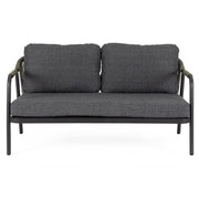 Miravet kétszemélyes kerti kanapé fekete színű alumínium szerkezettel front nézet