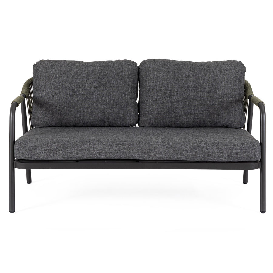 Miravet kétszemélyes kerti kanapé fekete színű alumínium szerkezettel front nézet