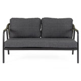 Miravet kétszemélyes kerti kanapé fekete színű alumínium szerkezettel front nézet