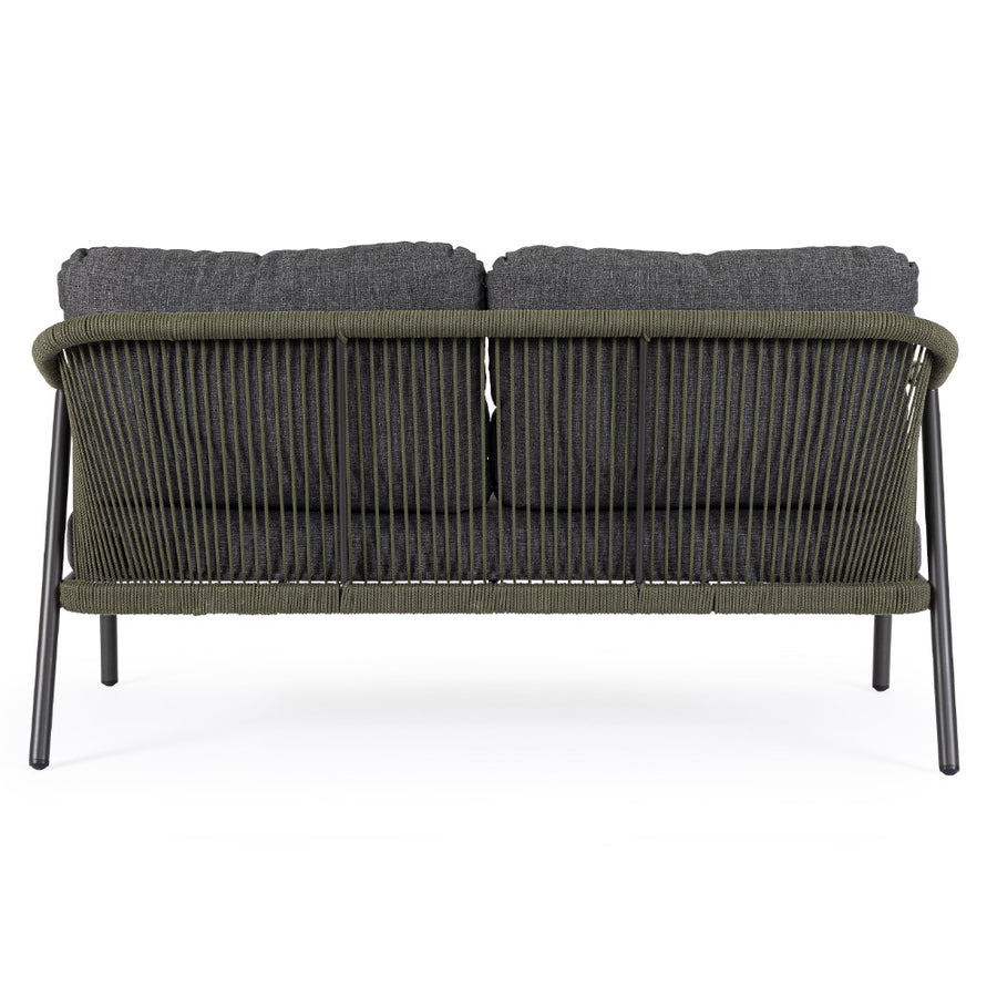 Miravet kétszemélyes kerti kanapé fekete színű alumínium szerkezettel hátoldali nézet