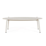 Miravet kültéri dohányzóasztal fehér szinterezett kő asztallappal front nézet