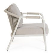 Miravet kültéri fotel bézs színű alumínium vázzal és olefin párnával oldalnézet