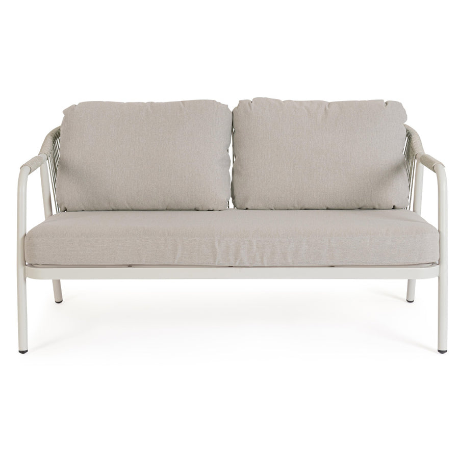 Miravet kétszemélyes kerti kanapé bézs színű alumínium szerkezettel front nézet