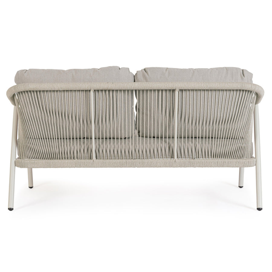 Miravet kétszemélyes kerti kanapé bézs színű alumínium szerkezettel hátoldali nézet