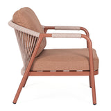 Miravet kültéri fotel korallszínű alumínium vázzal és olefin párnával oldalnézet