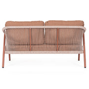 Miravet kétszemélyes kerti kanapé korallszínű alumínium szerkezettel hátoldali nézet