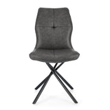 Szénszürke műbőr étkezőszék elölnézet, ergonomikus háttámlával
