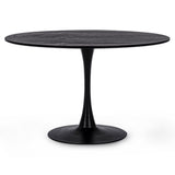 fekete kerek étkezőasztal 120 cm központi lábbal modern stílusban