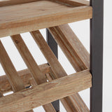 fa bortartó polc részlet fém vázzal és döntött kialakítással