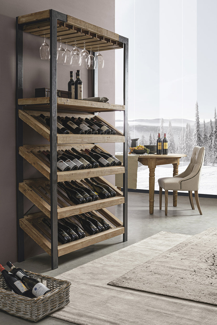 bortároló állvány pohártartóval modern enteriőrben