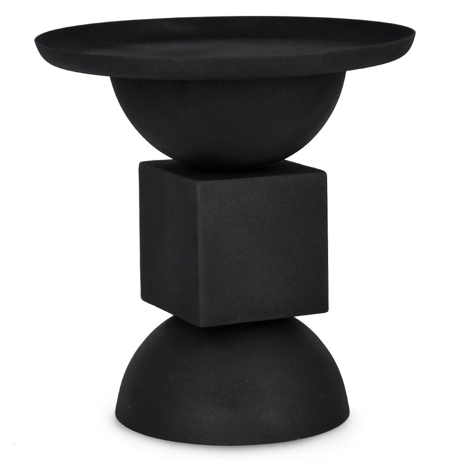 Kortárs stílusú, 40,5 cm átmérőjű, matt fekete színű, fém kisasztal