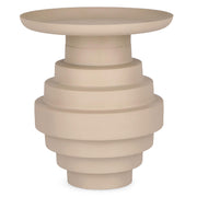 Kortárs stílusú, 35,5 cm átmérőjű, matt bézs színű, fém kisasztal