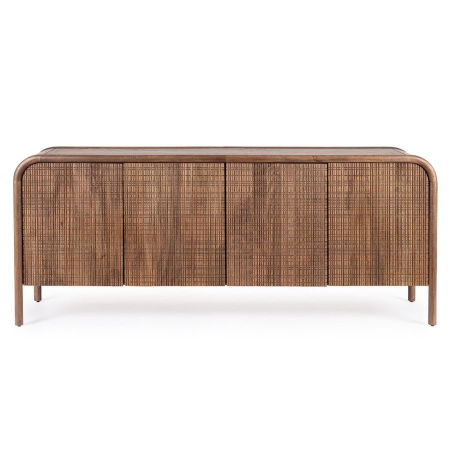 Századközepi-modern stílusú, mangófából készült, natúr színű tálaló.