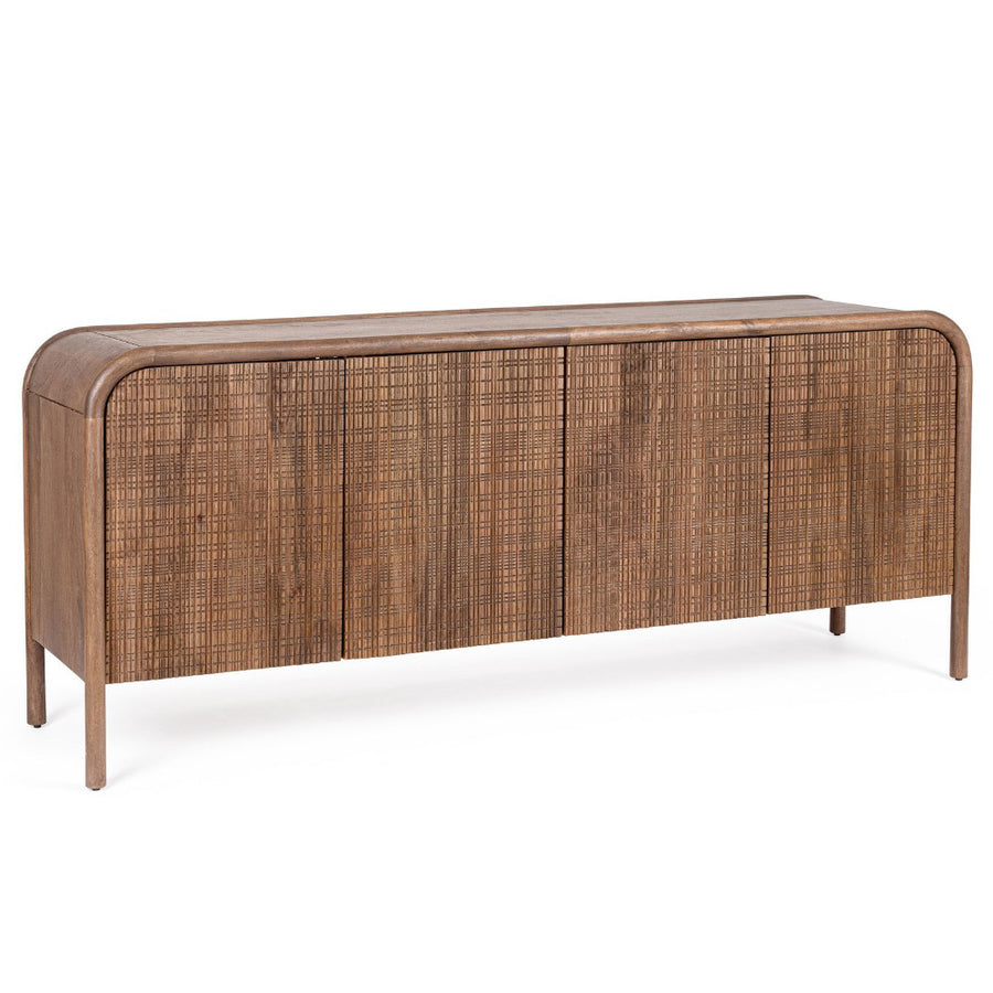 Századközepi-modern stílusú, mangófából készült, natúr színű tálaló.