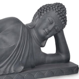 Fekvő Buddha szobor részlet – nyugodt arckifejezés és finoman kidolgozott forma, fekete kivitel
