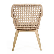 Kortárs stílusú, alumínium vázas, natúr színű kerti szék teakfa lábakkal