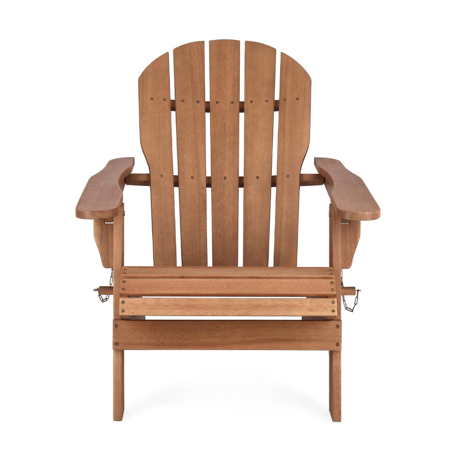 Elölnézet – natúr színű akáciafa kültéri karosszék karfákkal