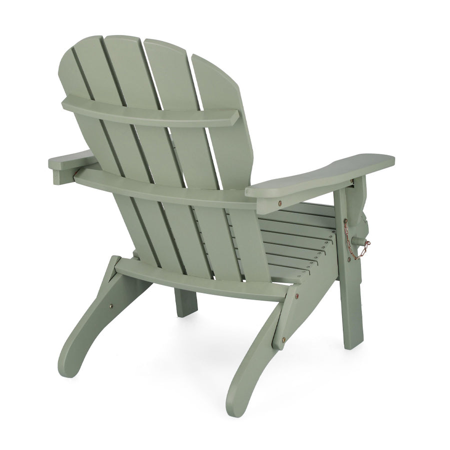 Hátsó nézet – zsályazöld kerti karosszék döntött háttámlával