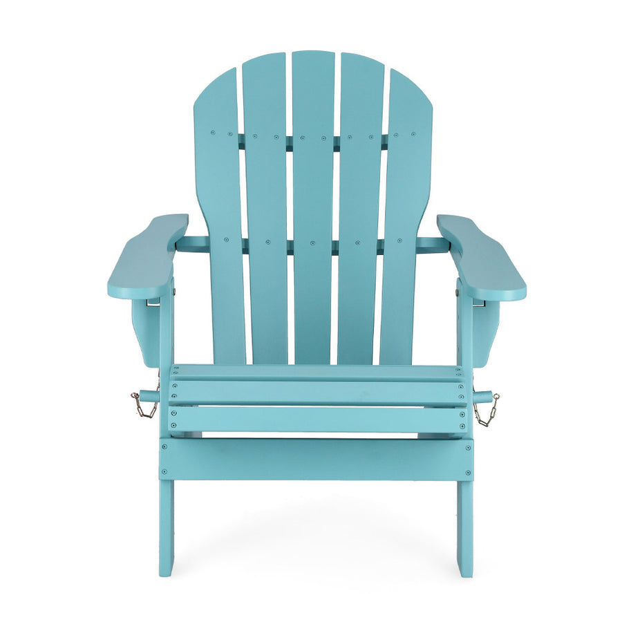 Elölnézet – világoskék akáciafa kültéri karosszék karfákkal