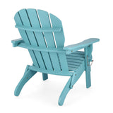 Hátsó nézet – világoskék kerti karosszék döntött háttámlával