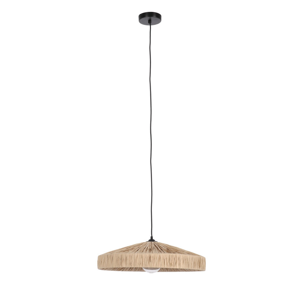 Kortárs stílusú, natúr színű raffiából szőtt, design függeszték lámpa