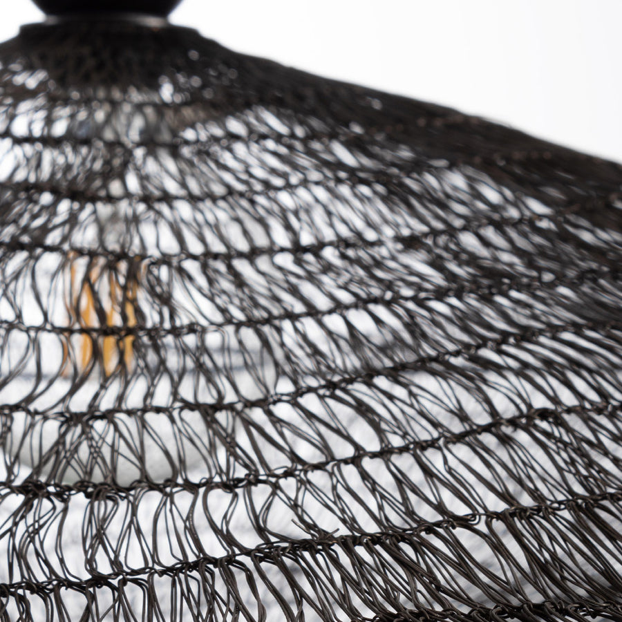 Kortárs stílusú, fekete színű, dróthálóból készült, design függeszték lámpa