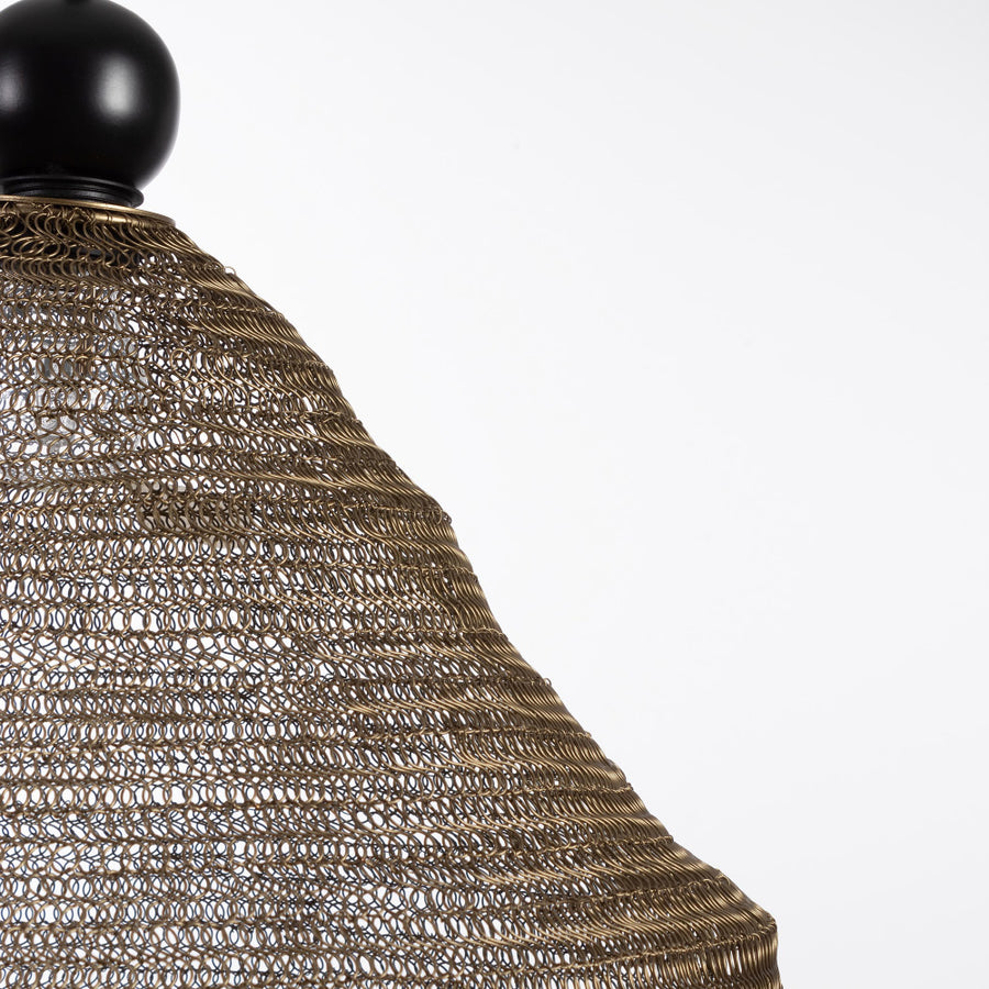 Kortárs stílusú, aranyszínű, láncgyűrűkből készült, design függeszték lámpa